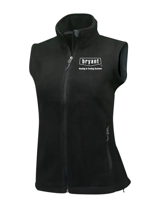 Womens Black Fleece Vest w/Bryant H&C Systems Logo