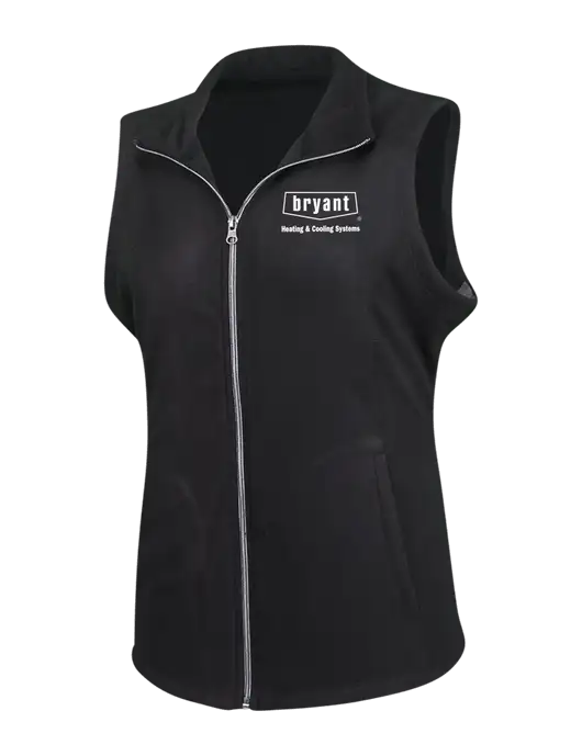 Black Womens Microfleece Vest w/Bryant H&C Systems Logo