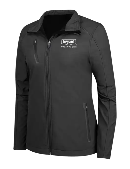 Black Womens Welded Softshell Jacket w/Bryant H&C Systems Logo