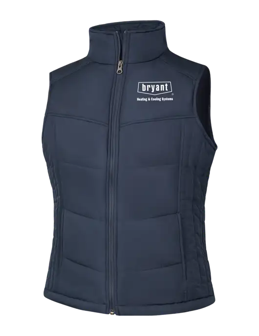  Womens Dark Slate/Black Puffy Vest w/Bryant H&C Systems Logo