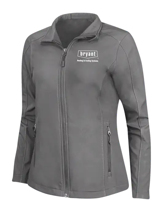 Medium Grey Womens Core Soft Shell Jacket w/Bryant H&C Systems Logo