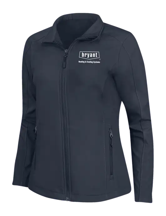 Navy Womens Core Soft Shell Jacket w/Bryant H&C Systems Logo