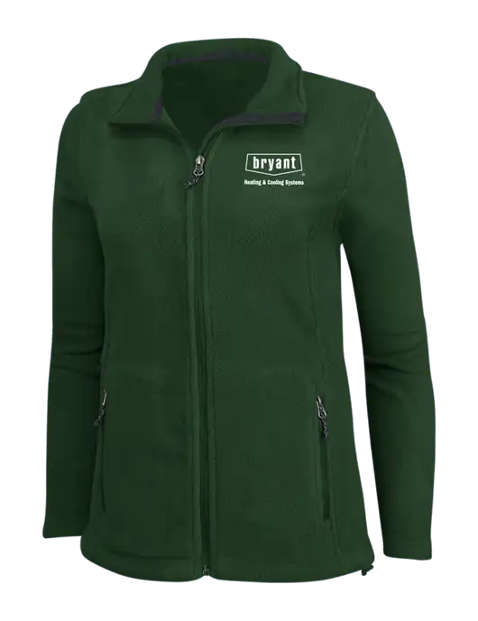 Womens Fleece Dark Green Jacket w/Bryant H&C Systems Logo