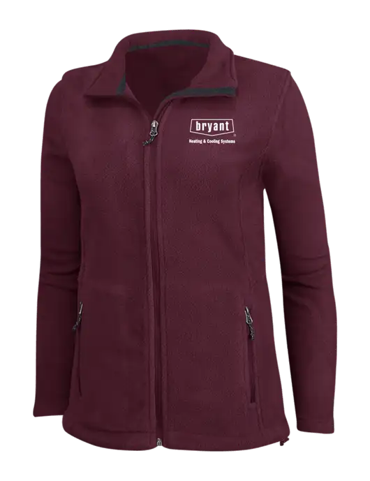 Womens Maroon Fleece Jacket w/Bryant H&C Systems Logo