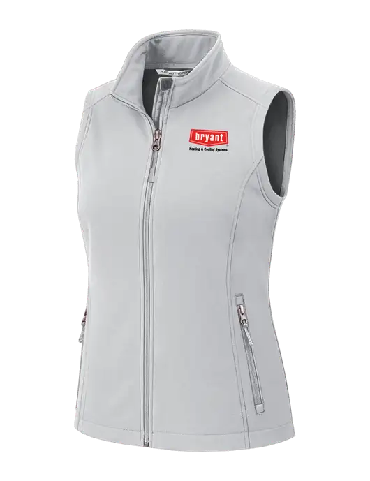 Marshmellow Womens Core Soft Shell Vest w/Bryant H&C Systems Logo