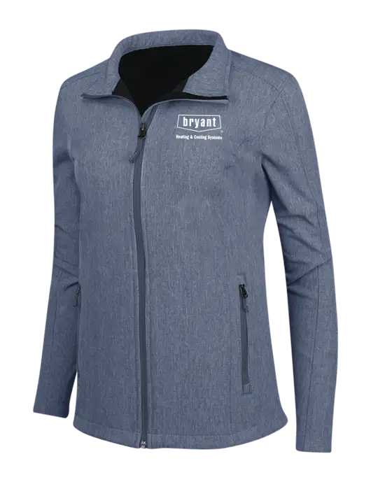 Navy Heather Womens Core Soft Shell Jacket w/Bryant H&C Systems Logo