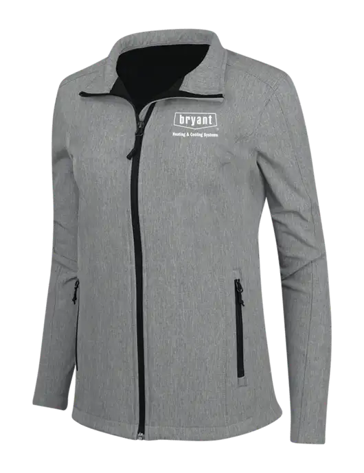 Medium Grey Heather Womens Core Soft Shell Jacket w/Bryant H&C Systems Logo