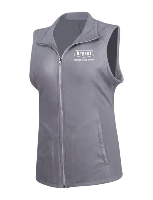 Medium Grey Womens Microfleece Vest w/Bryant H&C Systems Logo