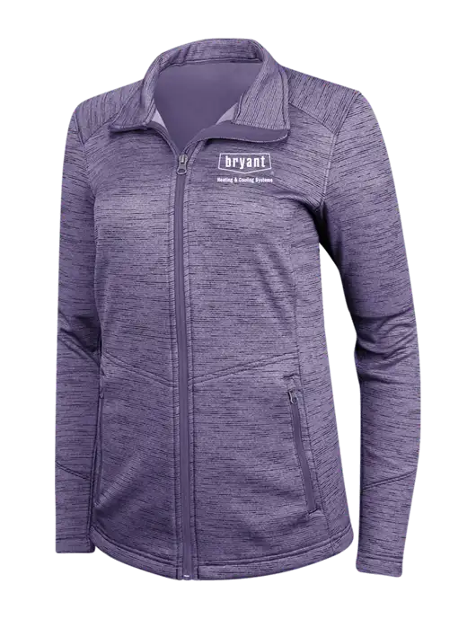 Purple Womens Digi Stripe Fleece Jacket w/Bryant H&C Systems Logo