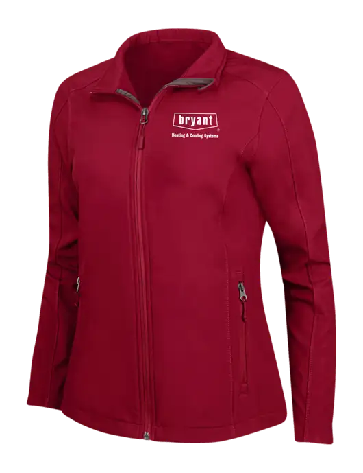 Red Womens Core Soft Shell Jacket w/Bryant H&C Systems Logo