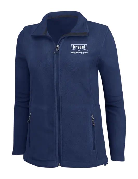 Womens Navy Fleece Jacket w/Bryant H&C Systems Logo