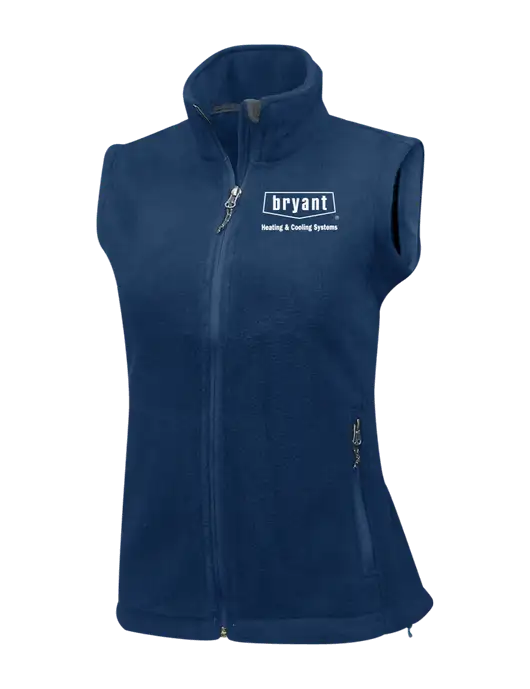 Navy Womens Fleece Vest w/Bryant H&C Systems Logo