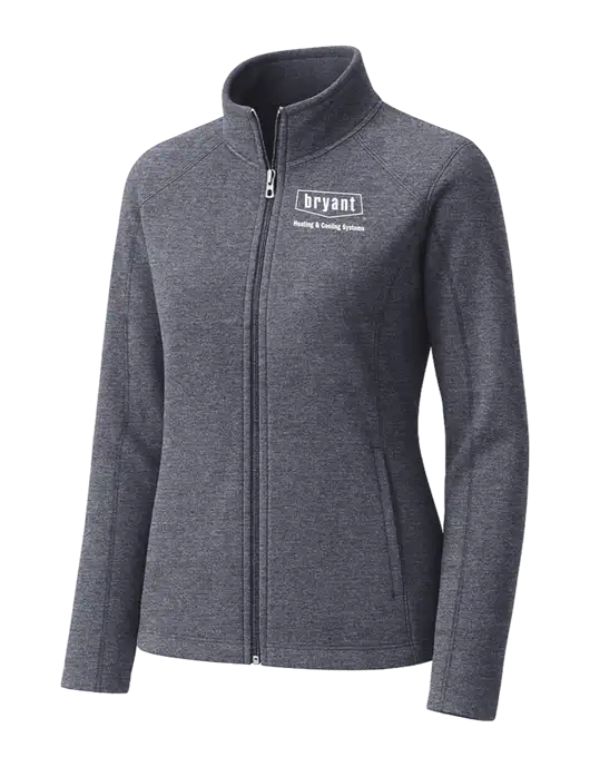 Light Navy Heather Womens Microfleece Full-Zip Jacket w/Bryant H&C Systems Logo