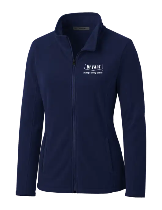 Navy Womens Microfleece Jacket w/Bryant H&C Systems Logo