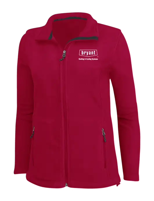 Womens Red Fleece Jacket w/Bryant H&C Systems Logo