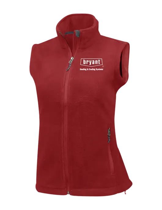 Red Womens Fleece Vest w/Bryant H&C Systems Logo