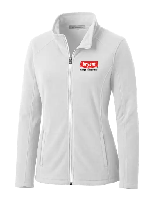 White Womens Microfleece Jacket w/Bryant H&C Systems Logo