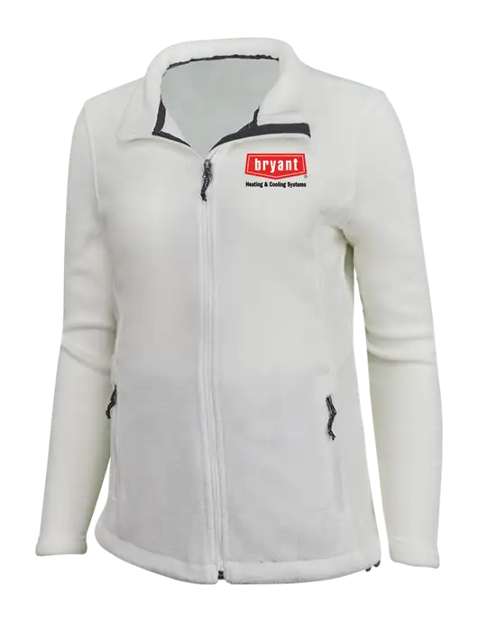 Womens White Fleece Jacket w/Bryant H&C Systems Logo
