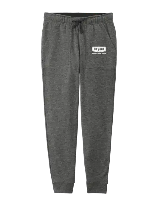 Womens Posicharge Tri-blend Wicking Dark Grey Heather Triad Solid Fleece Jogger w/Bryant H&C Systems Logo