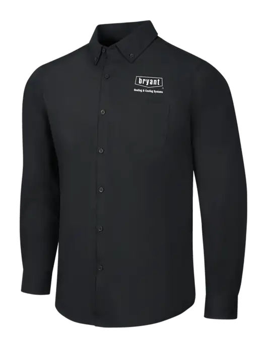 Black Long Sleeve Carefree Poplin Shirt w/Bryant H&C Systems Logo
