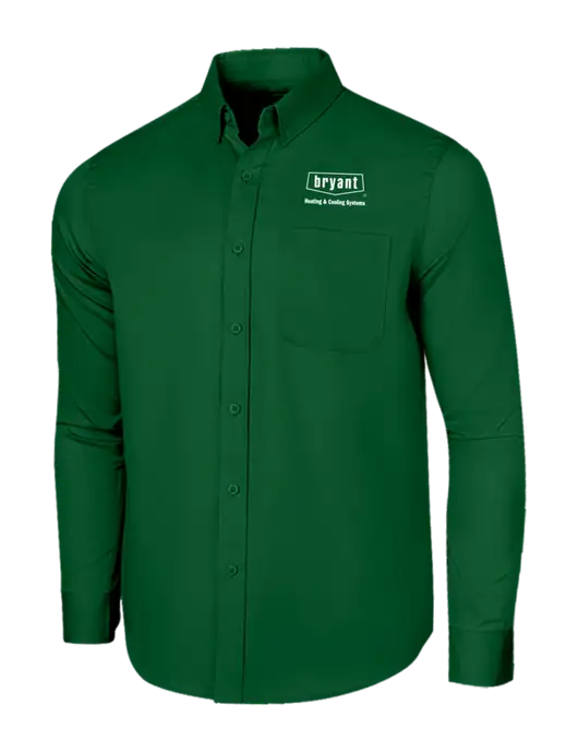 Long Sleeve Dark Green Superpro React Twill Shirt w/Bryant H&C Systems Logo