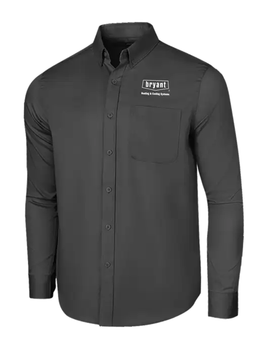 Long Sleeve Dark Grey Superpro React Twill Shirt w/Bryant H&C Systems Logo