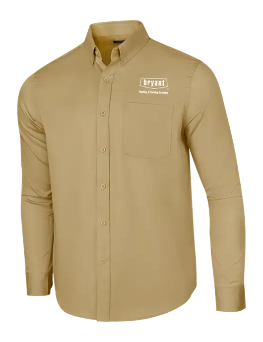 Long Sleeve Dark Tan Superpro React Twill Shirt w/Bryant H&C Systems Logo