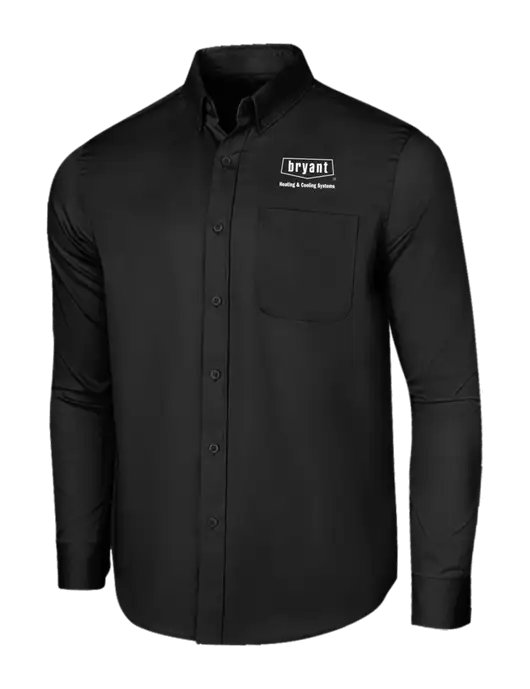 Long Sleeve Deep Black Superpro React Twill Shirt w/Bryant H&C Systems Logo