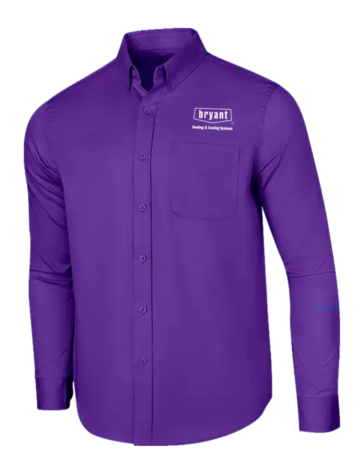 Long Sleeve Purple Superpro React Twill Shirt w/Bryant H&C Systems Logo