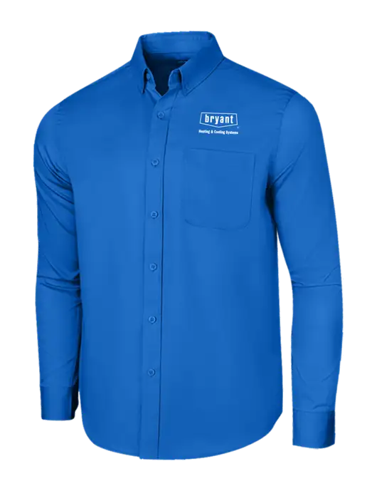 Long Sleeve Royal Blue Superpro React Twill Shirt w/Bryant H&C Systems Logo