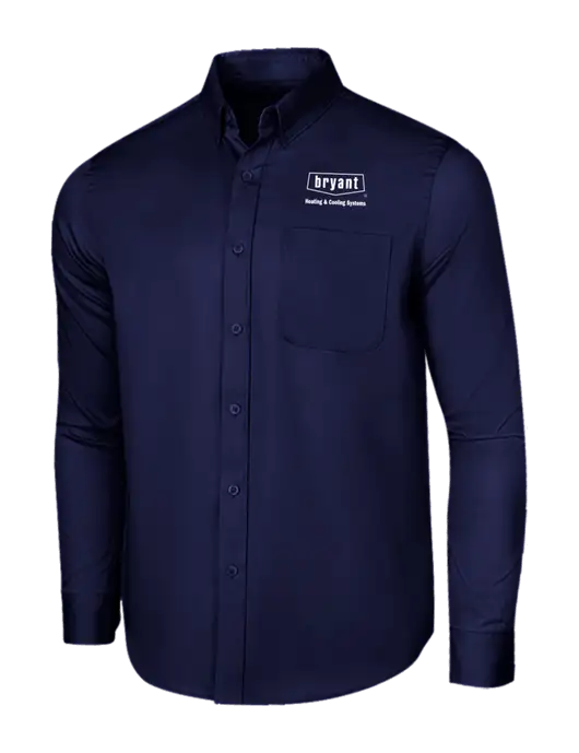 Long Sleeve Navy Superpro React Twill Shirt w/Bryant H&C Systems Logo