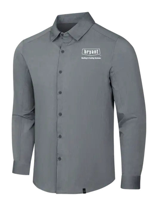 OGIO Medium Grey Heather Commuter Woven Shirt w/Bryant H&C Systems Logo