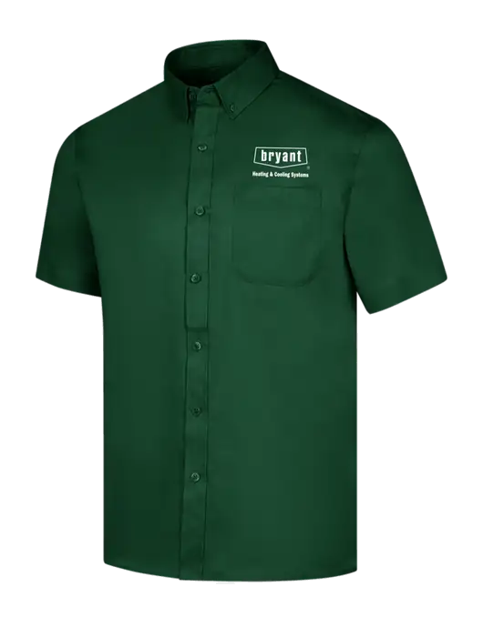 Short Sleeve Dark Green Superpro React Twill Shirt w/Bryant H&C Systems Logo