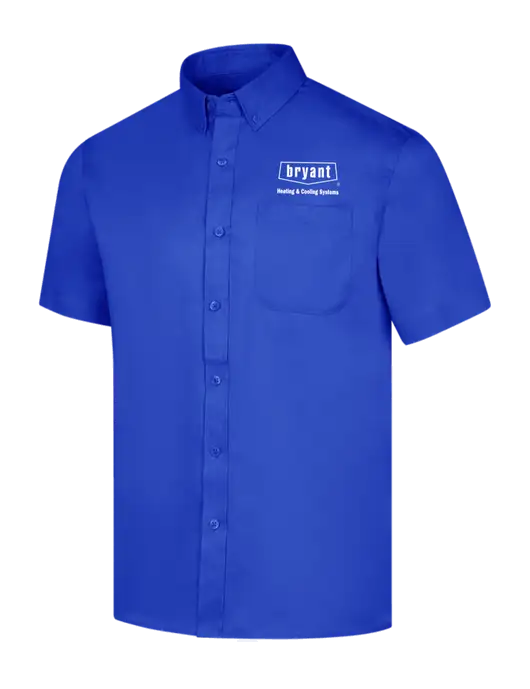 Short Sleeve Dark Royal Superpro React Twill Shirt w/Bryant H&C Systems Logo