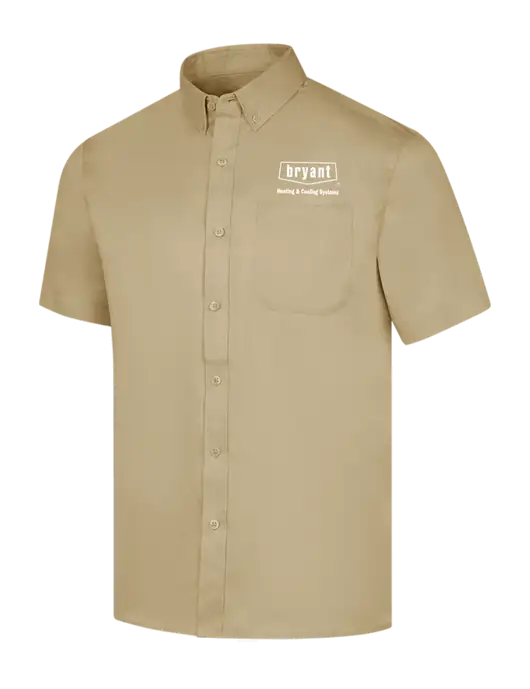 Short Sleeve Dark Tan Superpro React Twill Shirt w/Bryant H&C Systems Logo