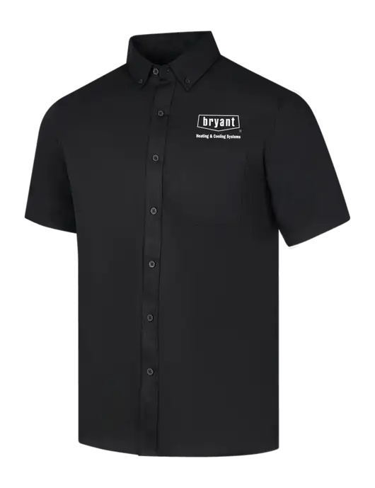 Short Sleeve Deep Black Superpro React Twill Shirt w/Bryant H&C Systems Logo