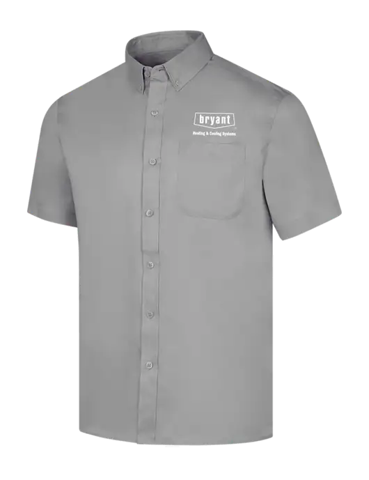 Short Sleeve Light Grey Superpro React Twill Shirt w/Bryant H&C Systems Logo