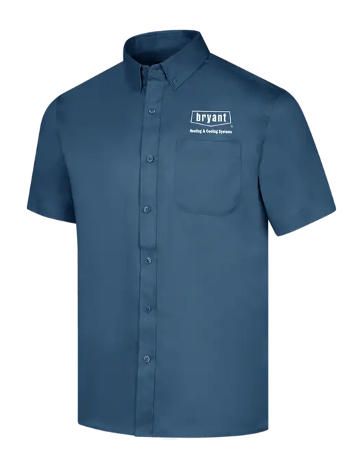 Short Sleeve Light Navy Superpro React Twill Shirt w/Bryant H&C Systems Logo