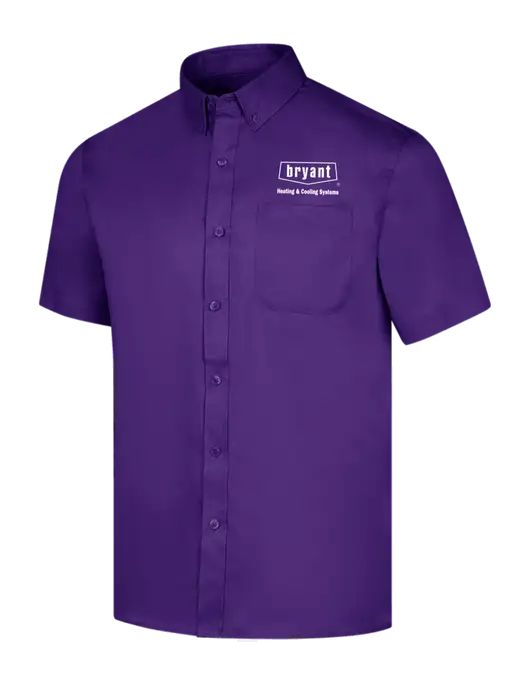 Short Sleeve Purple Superpro React Twill Shirt w/Bryant H&C Systems Logo