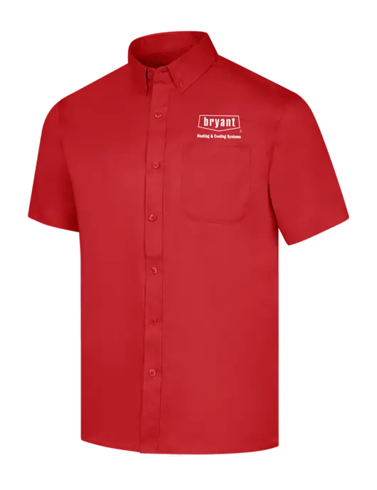 Short Sleeve Red Superpro React Twill Shirt w/Bryant H&C Systems Logo