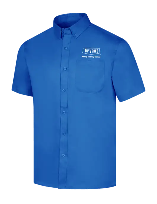 Short Sleeve Royal Blue Superpro React Twill Shirt w/Bryant H&C Systems Logo