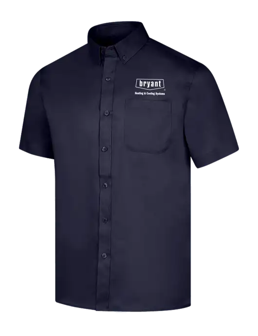 Short Sleeve Navy Superpro React Twill Shirt w/Bryant H&C Systems Logo