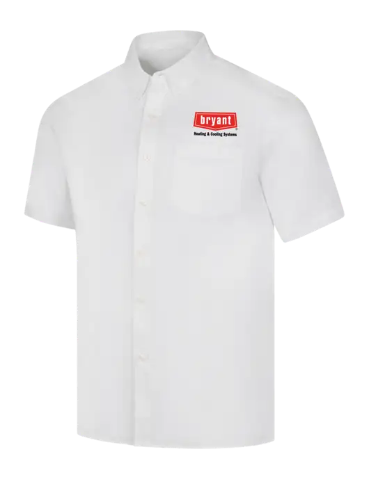 Short Sleeve White Superpro React Twill Shirt w/Bryant H&C Systems Logo