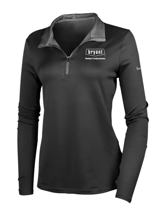 NIKE Black/Dark Grey Womens Dry-Fit Stretch 1/2 Zip Cover-Up w/Bryant H&C Systems Logo