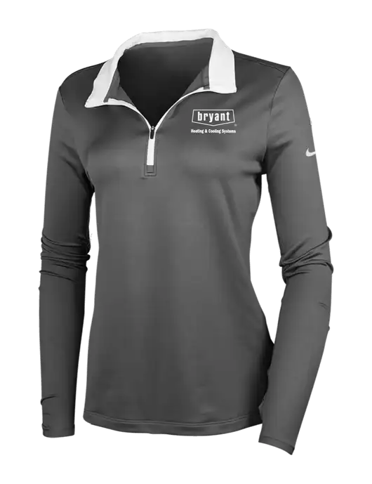 NIKE Dark Grey/White Womens Dry-Fit Stretch 1/2 Zip Cover-Up w/Bryant H&C Systems Logo