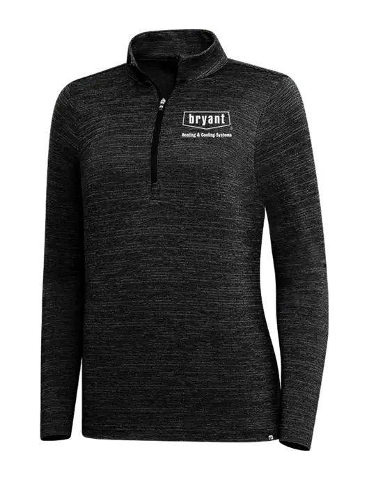 TravisMathew Black Womens Crestview 1/4 Zip w/Bryant H&C Systems Logo