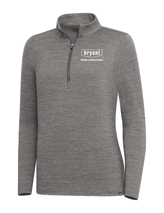 TravisMathew Medium Grey Heather Womens Crestview 1/4 Zip w/Bryant H&C Systems Logo