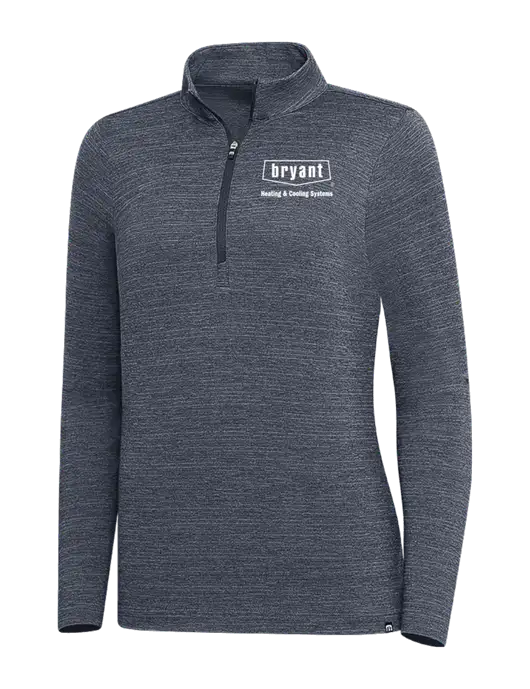 TravisMathew Navy Heather Womens Crestview 1/4 Zip w/Bryant H&C Systems Logo