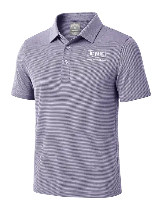 Callaway Navy Fine Line Stripe Polo w/Bryant H&C Systems Logo