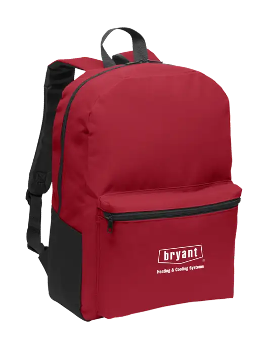 Casual Red Lightweight Laptop Backpack w/Bryant H&C Systems Logo